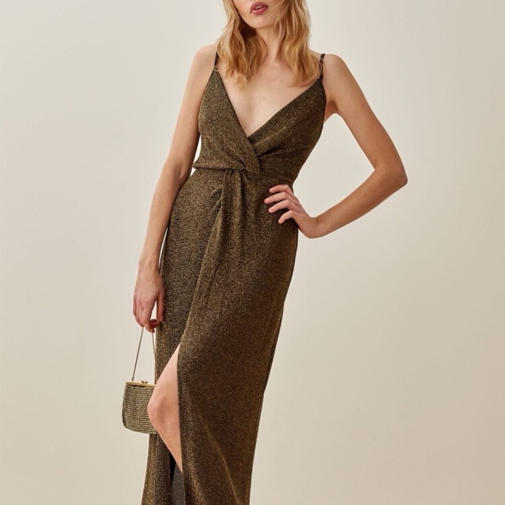 Reformation Gold/Black Dress